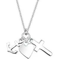 Elli Kette mit Anhänger "Halskette Herz Anker Kreuz Glaube Liebe Hoffnung 925 Sterling Silber" Gr. 45, silber, Halsketten, Damen, ohne Stein, Silber 925 (Sterlingsilber), Kette mit Anhänger