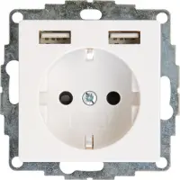 Kopp Athenis Reinweiß Schutzkontakt-Steckdose mit 2 USB-Anschlüssen