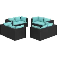 vidaXL 8-tlg. Garten-Lounge-Set mit Kissen Poly Rattan Schwarz - Gartenmöbel-Sets