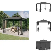 vidaXL Pavillon mit Seitenwänden & Doppeldach 3x3 m Anthrazit - Pavillons & Partyzelte