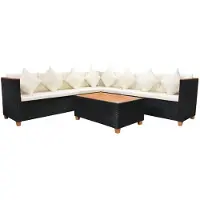 vidaXL 5-tlg. Garten-Lounge-Set mit Auflagen Poly Rattan Schwarz - Gartenmöbel-Sets