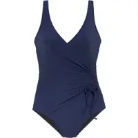 LASCANA Badeanzug "Cillo", Damen, Gr. 44, Cup B, blau (marine), Polyamid, unifarben, Badeanzüge Badeanzug, mit edler Raffung