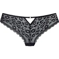 Vivance String , Damen, Gr. 32/34, schwarz, Spitze, Obermaterial: 88% Polyamid, 12% Elasthan, figurbetont, Unterhosen String, aus dezent transparenter Spitze in Leo-Optik