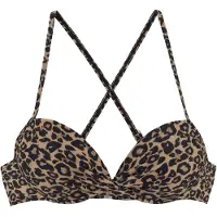 Vivance Push-Up-Bikini-Top "Thora", Damen, Gr. 36, Cup C, schwarz nougat bedruckt, Recycling-Polyamid, bedruckt, Bikini-Oberteile Push-Up-Bikini-Top, in modischem Leo-Print, Topseller