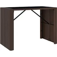 vidaXL Bartisch mit Glasplatte Braun 145x80x110 cm Poly Rattan - Gartentische