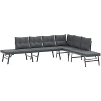 The Living Store Gartenbänke 4 Stk. mit Kissen Schwarz Pulverbeschichteter Stahl