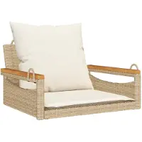 The Living Store Hängesessel mit Kissen Beige 63x62x40 cm Poly Rattan