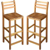 The Living Store Barhocker 2 Stk. Massivholz Akazie