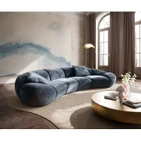 DELIFE Big-Sofa Lunna 360x175 cm Chenille Blau 2 Kissen