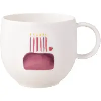 Villeroy & Boch Becher "Henkelbecher Happy Birthday With Love 290 ml weiß-rot", bunt (weiß, rot), Porzellan, Trinkgefäße, Becher