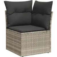 vidaXL 10-tlg. Garten-Sofagarnitur mit Kissen Hellgrau Poly Rattan
