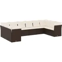 vidaXL 11-tlg. Garten-Sofagarnitur mit Kissen Braun Poly Rattan