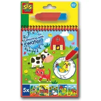 SES Creative Malen mit Wasser Malbuch mit Wasserstift - Bauernhof, Wasserzeichenstift-Set für Kinder, 3 Jahr(e), Mehrfarbig