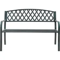 Casa.pro Gartenbank 'Opsasar' für 2-3 Personen Stahl 127 x 53,5 x 88 cm Dunkelgrau mit grüner Patina