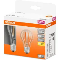 Osram LED STAR Classic A 60 FS E27 7W 2700K 2PACK LED-Lampe, Birnenform, Sockel E27, 7 Watt, Warmweiß, 2700 K,