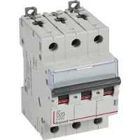 Legrand 409500 DX3 Leitungsschutzschalter D-Charakteristik, 20A, 3-polig, 10kA, 400VAC, 3TE