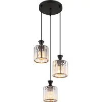 Globo Lighting Hängeleuchte Metall schwarz matt, Acrylkristalle klar, Kabel PVC schwarz, ø: 320mm, H: 1200mm, exkl. 3x E27 60W 230V