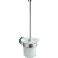 Wenko WC-Garnitur "Bosio", silber (silberfarben), B:10cm H:35cm L:14cm Ø:8cm, Edelstahl, Glas, Reinigungsbürsten, WC-Garnitur, Edelstahl rostfrei