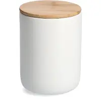 Zeller 19858 Vorratsdose 1500 ml Keramik, weiß mit Bambusdeckel, ca. Ø 13 x 17,5 cm