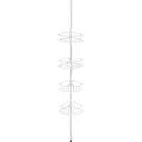 Wenko Teleskopregal "Modell Dolcedo", weiß, B:31cm H:275cm T:23cm, Edelstahl, Regale, Teleskopregal, mit 4 Ablagen für Dusche und Bad ohne Bohren, Edelstahl