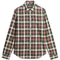 Superdry für Herren. M4010737A Vintage Karohemd grün (S), Lässig, Baumwolle, Langarm