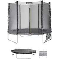 Sweeek - Trampolin 250 cm mit Sicherheitsnetz und Zubehörpaket - Grau