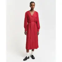Gant für Damen. 4503360 Gestreiftes Hemdkleid aus rotem Satin (38), Lässig, Viskose, Langarm