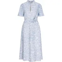 Seidensticker Blusenkleid "Schwarze Rose", Damen, Gr. M (38), Normalgrößen, blau (hellblau), 100% Viskose, geblümt, regular fit, Rundhals, Kleider Blusenkleid, 1/2 Rundhals Floral