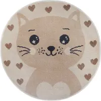 Hanse Home Kinderteppich "Adventures Cat", beige (creme,beige), H:8mm Ø:100cm, Polypropylen, Teppiche, Kinderteppich, Spielteppich, fest, Kinderzimmer, Kurzflor, Spielunterlage