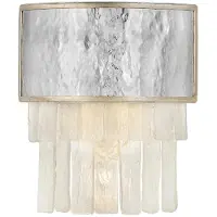 HINKLEY Elstead Reverie Wandleuchte E14 2-fach Champagner-Gold Kristallpaneele mit gehämmertem Edelstahl-Schirm