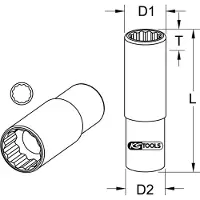 Ks Tools 1/2" 12-kant-Stecknuss, lang - 917.1286