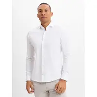 JOOP! Langarmhemd JOOP "Pares", Herren, Gr. 42, N-Gr, weiß, Web, Obermaterial: 97% Baumwolle, 3% Elasthan, unifarben, slim fit normal, 2-Knopf-Manschette, Hemden Langarmhemd