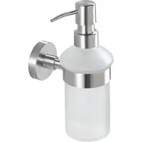 Wenko Seifenspender "Bosio", silber (silberfarben), B:7cm H:18cm T:11cm, Edelstahl, Glas, Dosierspender, Seifenspender, Edelstahl rostfrei, ca. 200 ml Füllmenge