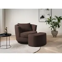 Leonique Drehsessel "MAISIE, Love Seat,Lese-Sessel,Sessel-Set, mit Hocker", braun, B:95cm H:77cm T:133cm, Sessel, Drehsessel, in MEGA CORD und Web-Velours, drehbar 360 Grad mit Hocker