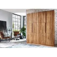 Home affaire Kleiderschrank "Azelie, aus Wildeiche", braun (wildeiche natur), B:202cm H:223cm T:62cm, Massivholz, Schränke, Kleiderschrank, Massivholz-Kleiderschrank, im 50 cm Raster planbar