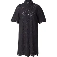 ONLY Spitzenkleid "ONLVALAIS S/S DRESS WVN NOOS", Damen, Gr. L, N-Gr, schwarz, Web, Obermaterial: 100% Baumwolle, unifarben, loose fit kniefrei, Kleider Spitzenkleid