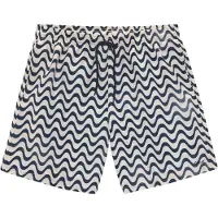 s.Oliver Badeshorts "Jeason", Herren, Gr. S, N-Gr, blau (marine bedruckt), Microfaser, Recycling-Polyester, bedruckt, Badehosen Badeshorts, im Wellendesign, Topseller