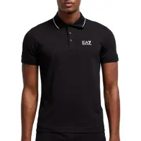 EA7 für Herren. 8NPF16_PJVUZ Lässiges schwarzes Poloshirt (XL), Baumwolle, Kurzarm