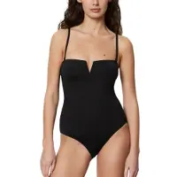 Marc O'Polo Badeanzug "Essentials Swim", Damen, Gr. XS, N-Gr, schwarz, Obermaterial: 84% Polyamid, 16% Elasthan, Badeanzüge Badeanzug