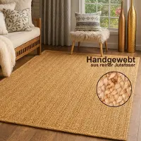 My Flair Teppich "Lola", beige (natur), B:150cm H:10mm L:150cm, Jute, MÖBEL & ACCESSOIRES, Teppiche, Teppich, Juteteppich, Wendeteppich, handgeflochten, 100% Naturfaser, Boho-Style