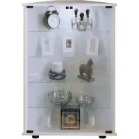 VCM Standvitrine "Holz Glas Eckvitrine Vitrine Sammelvitrine Jecka L", weiß, B:67cm T:23cm, Obermaterial: 100% Holz Wood., Schränke, Standvitrine