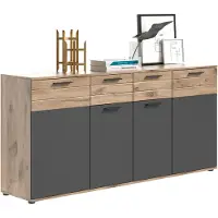 GuenstigEinrichten Mason Sideboard 4 Türen, 1 Schublade Eiche Nachbildung.