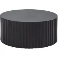 Wohnling Couchtisch Rund Metall Schwarz 67x67x31cm Wellenmuster Eisen Lamellenoptik Modern