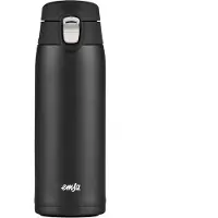 EMSA Light Mug Trinkflasche, 0,4 Liter, Federleichte Wasserflasche für ein langanhaltendes Trinkvergnügen, 1 Trinkflasche, Farbe: Schwarz