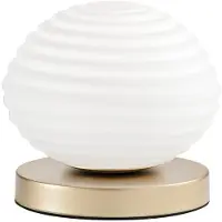 Eco-Light Tischleuchte Ripple, goldfarben/opal, Ø 18 cm