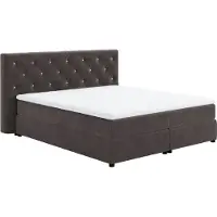 Cotta Boxspringbett "Castle", grau (stone), B:184cm L:220cm, 100% Polyester (PES), Komplettbetten, Boxspringbett, mit Strasssteinen im Kopfteil, inkl. Topper