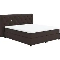 Cotta Boxspringbett "Castle", grau (charcoal), B:184cm L:220cm, 100% Polyester (PES), Komplettbetten, Boxspringbett, mit Strasssteinen im Kopfteil, inkl. Topper