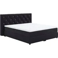Cotta Boxspringbett "Castle", schwarz, B:207cm L:222cm, 100% Polyester (PES), Komplettbetten, Boxspringbett, mit Strasssteinen im Kopfteil, inkl. Topper
