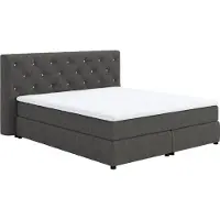 Cotta Boxspringbett "Castle", grau (anthrazit), B:184cm L:220cm, 100% Polyester (PES), Komplettbetten, Boxspringbett, mit Strasssteinen im Kopfteil, inkl. Topper