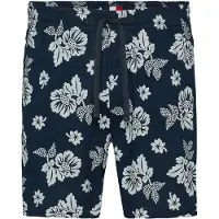Tommy Hilfiger Shorts TOMMY JEANS "TJM SLUB AOP BEACH SHORT EXT", Herren, Gr. L, N-Gr, blau (schwarz night navy aop), Web, Obermaterial: 100% Baumwolle, Hosen Shorts